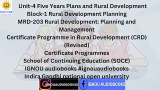 Unit-4 Five Years Plans and Rural Development Block-1 MRD 203 CRD SOCE #ignou #ignouuniversity