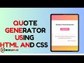 Random Quote Generator | HTML CSS JS | Webcanvas