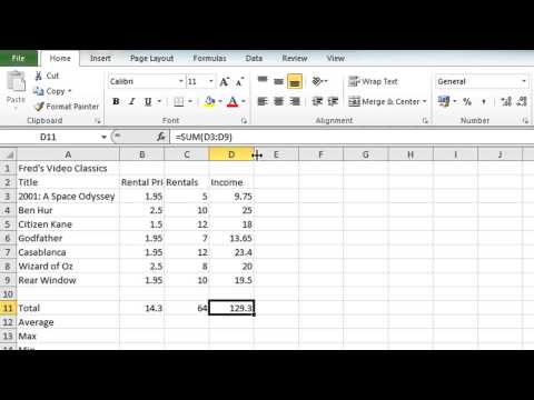 Excel 2010 Tutorial For Beginners #4 - AutoSum Function (Microsoft Excel) Excel 2010 Tutorial For Beginners #4 - AutoSum Function (Microsoft Excel)