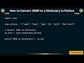 How to Convert JSON to a Dictionary in Python