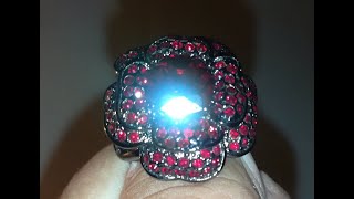 古董红钻石红宝石戒指， Antique red diamond and ruby cluster ring