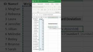 Standard Deviation in Excel #shorts #youtubeshorts