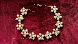 Royal Pearl Necklace/How to make beaded jewellery/Tutorial Diy