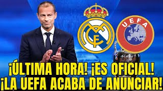 ¡BRUTAL NOTICIA! ¡YA ES OFICIAL! ¡LA UEFA ACABA DE CONFIRMAR! NOTICIAS DEL REAL MADRID HOY