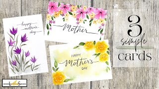3 Easy Mother's Day Cards! Watercolor Card Painting! Happy Mother's Day!