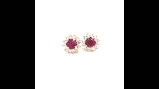 Natural Ruby Diamond Earrings 14k YG 2.45 TCW Certified $3,950 111300