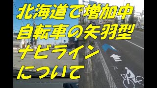 【自転車の走行環境】北海道で多くなってきた自転車矢羽型道路標示(ナビライン)について思うこと