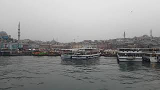 Boarding a ferry from Karaköy for Eminönü in Istanbul.