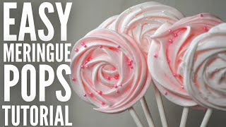 Meringue pop roses - Easy meringue cookie pops recipe/tutorial