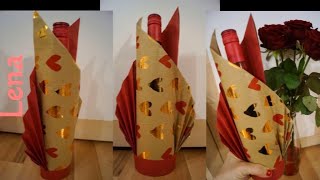 𝗞𝗿𝗲𝗮𝘁𝗶v𝗲 𝗧𝗶𝗽𝗽𝘀 v𝗼𝗻 𝗟𝗲𝗻𝗮 🎁 Flasche verpacken als Geschenk 🎁 Double fan gift wrapping bottle of wine 🍷