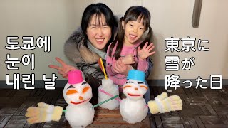 【日韓夫婦】⛄❄珍しい東京の雪に喜ぶ4歳娘 VLOG#165【한일부부】도쿄에 눈이 쌓일 정도로 내려 기뻐하는 4살 딸