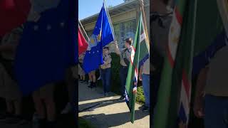 The parade of flags as part of the Memorial Day ceremony in Greenville