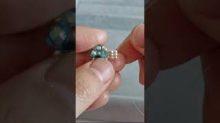 1 Min Making Blue Flowerlet Pearl Ring at Home! #flowerring #beadedring #handmaderings