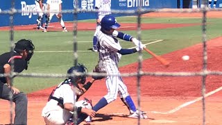 立正大 奈良間大己（1年 常葉大菊川）開幕戦第1打席でヒット ガッツポーズも 2019/9/10 東洋大戦 9番ショートで出場