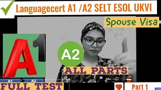 LanguageCert International ESOL SELT A1 Speaking &Listening||Real Pattern||Spouse Visa Test UKVI