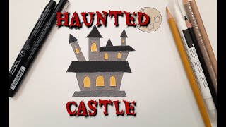 How to Draw Haunted Castle for Halloween