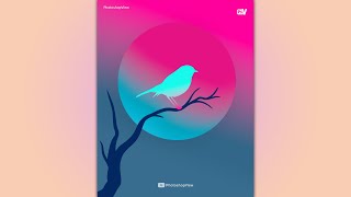 Gradient Poster Design in photoshop | bird on tree branch | 🕊