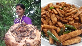 சுவையான காரக்கருணை சிப்ஸ் செய்வது எப்படி | Elephant Foot Yam Cooking In Village Style