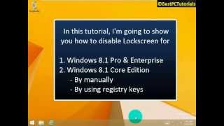 Windows 8 / 8.1 - Disable Lockscreen (Windows 8.1 Core, Pro & Enterprise)