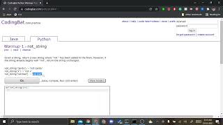 Coding Bat Problem 9 Not String
