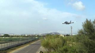 Transaero airlines B747-400 landing at BCN