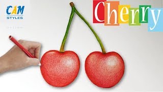 How to draw cherries with colored pencils