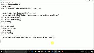 sum of two numbers without using plus operator- Java Program