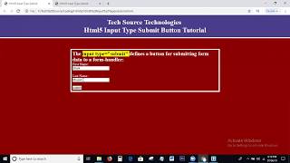 Html5 Input Type Submit Button Tutorial | Input type = "submit"
