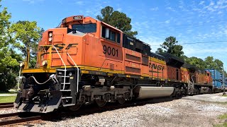 Track Speed! BNSF SD70ACe 9001 Leads CSX I037-28 at Hilliard, FL