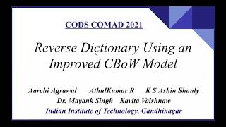 Reverse Dictionary Using an Improved CBoW Model
