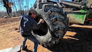 Mississippi Logging: Mississippi Logger Getting Skidder Tire Put On