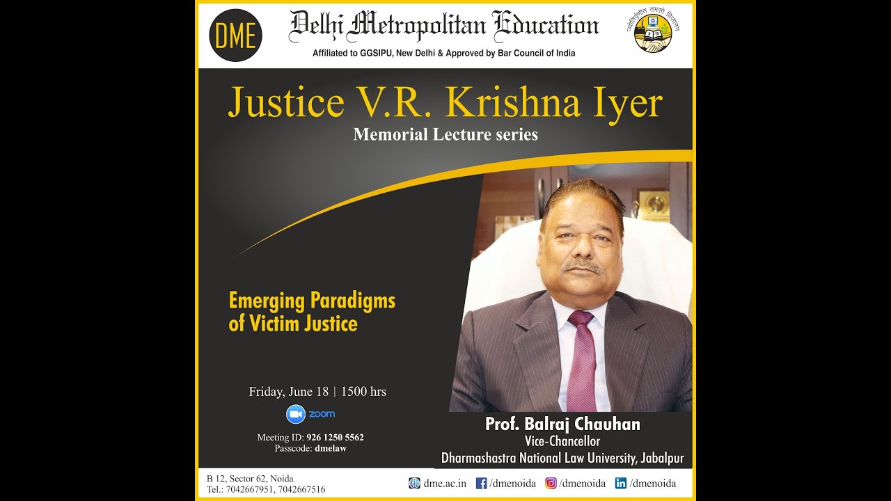 Justice V R Krishna Iyer Lecture By Prof. Balraj Chauhan - YouTube