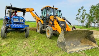 JCB 3DX Backhoe Going To Mud Loading With Double Massey Farguson 1030 DI Tractors | JCB | Massey