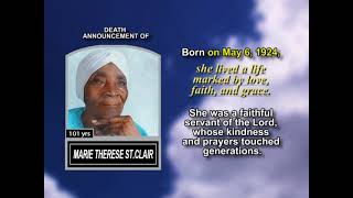 Marie Therese St Clair ~ Short Obituary
