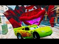 Lightning McQueen fleeing from the Giant Spider-Legged Lightning McQueen Monster | Beamng Drive