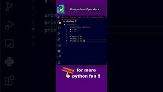 how to use comparison operators example in python