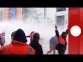 Street clashes in Brussels: Police water-cannon protesters [EXCLUSIVE]