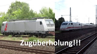 Zugüberholung! Güterzug wird in Hagenow Land von ICE 801 überholt!