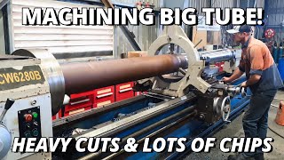 Machining a BIG Steel Tube! | Heavy Cuts \u0026 Lots of Chips