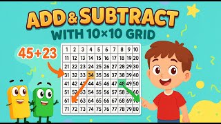 Add & Subtract 2-Digit Numbers 🧮 | Using a 10x10 Grid | Power Learn Junior