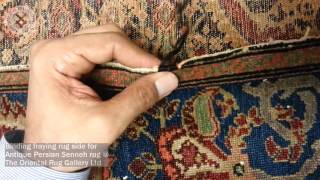 Binding fraying rug side for Antique Persian Senneh rug