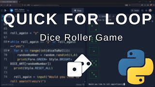 Beginner Python - How to use 'range' in For loop (Dice Roller Game Tutorial)