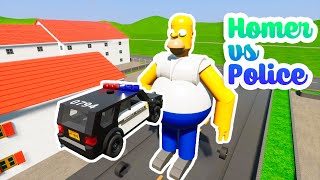 Homer Simpson Vs Police Car Crashes Compilation Brick Rigs |  Road Recklessness