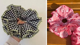 सुंदर सा ruffle accessories बनाये satin fabric के इस्तेमाल से ।How to make ruffle scrunchies 💕💕|