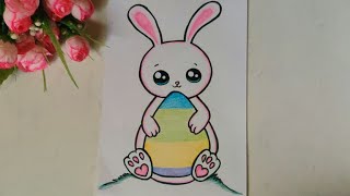 Cute Kawaii Bunny Drawing/Border Design for Project/Front Page/Assignment/Notebook Decoration ideas