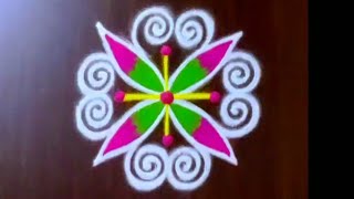 3×3 Dots Simple colour Rangoli kolam design ❤️❤️❤️🙏🙏🙏