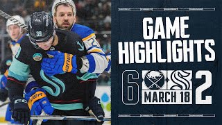 Buffalo Sabres vs. Seattle Kraken | 3/18 Game Highlights
