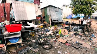 Outside the Tourist Zone Cambodia People Real Life | Street Walking