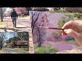 №051透明水彩スケッチ「河津桜咲く」 鶴見緑地 黒川しづこ watercolor tips