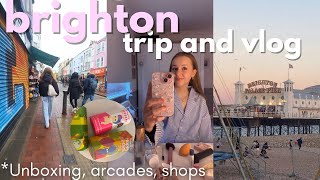 BRIGHTON TRIP AND VLOG🍩🛍️🤍 *arcades, unboxing, sites*